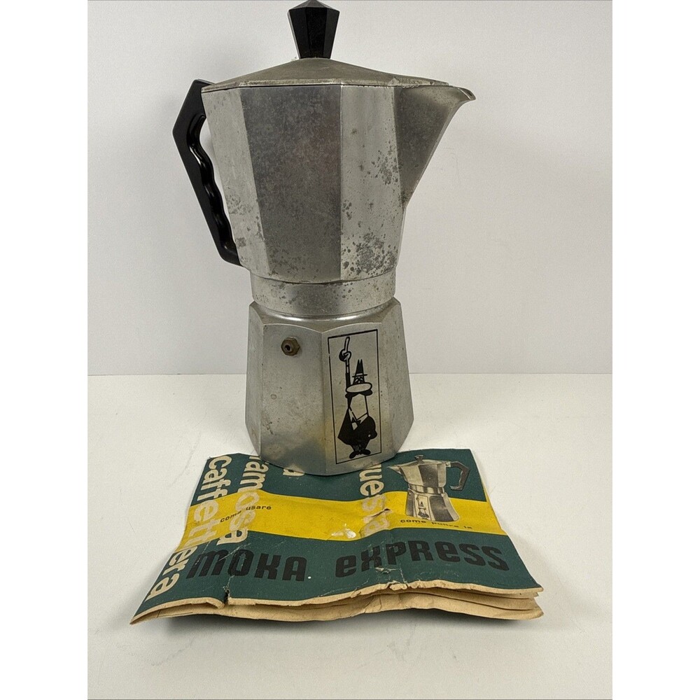 Vintage New W/tag Bialetti Moka Expresso 8 Cup Coffee Maker Made in Italy 1989